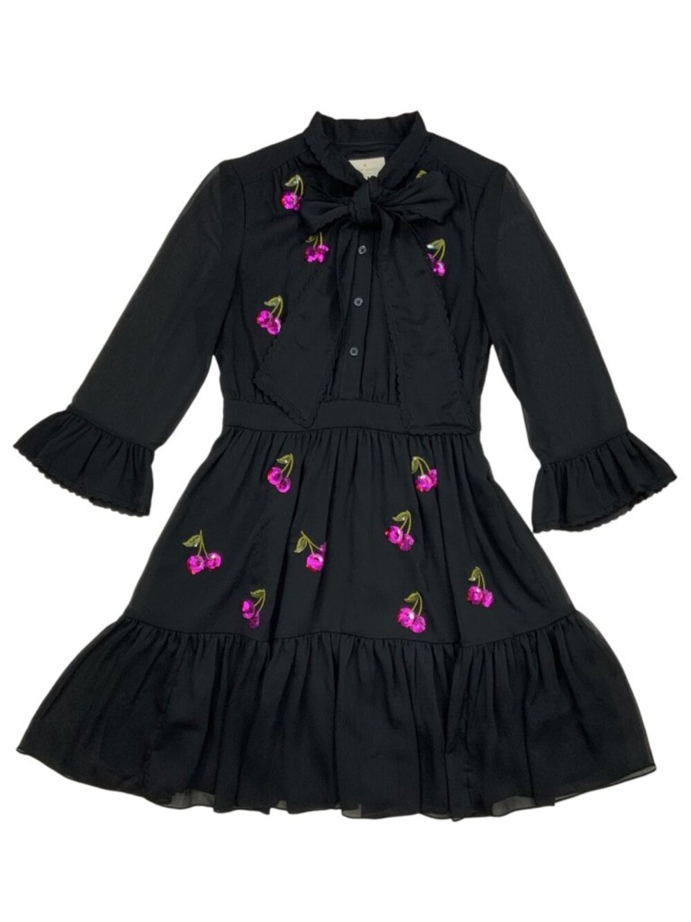 Kate Spade Sequins Cherries Shirtdress 4 Black Mini - Picture 15 of 16